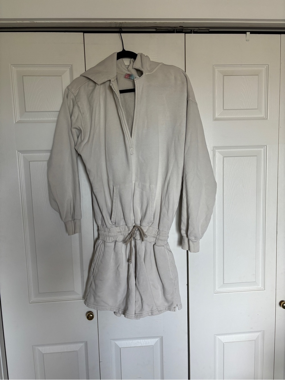 Neutral Ivory Drawstring Romper Jumpsuit